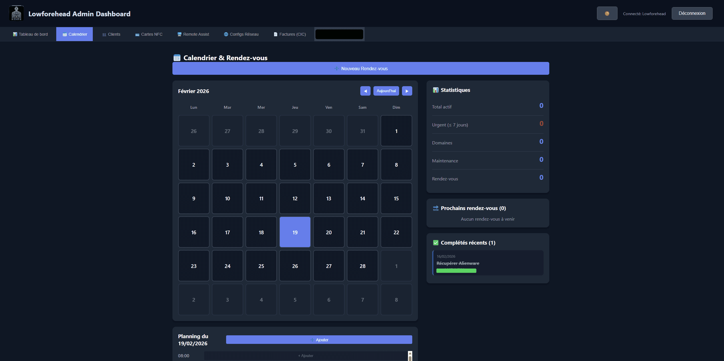Lowforehead Admin Dashboard — Dark Mode