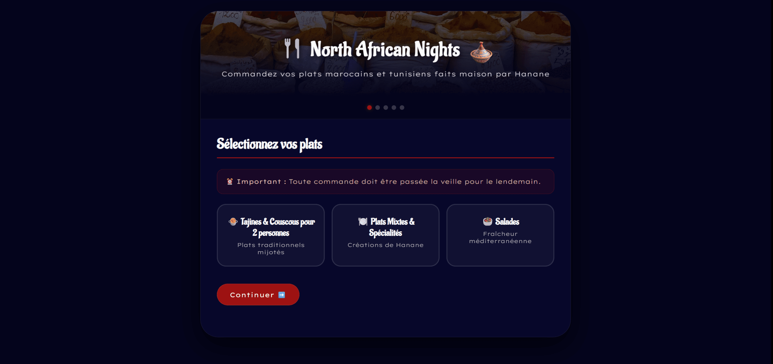 North African Nights — Interface de commande 1