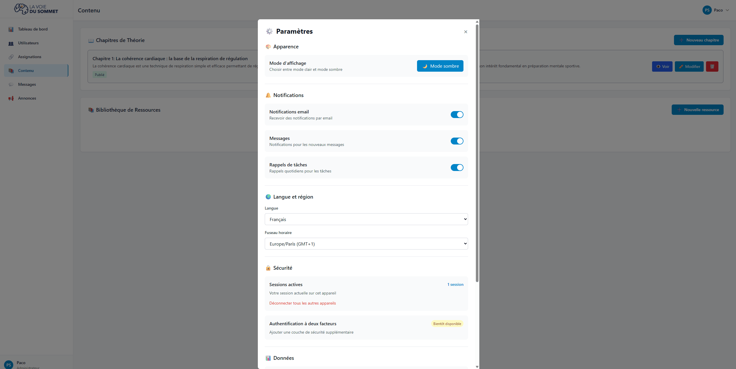 La Voie du Sommet — Admin Light 2